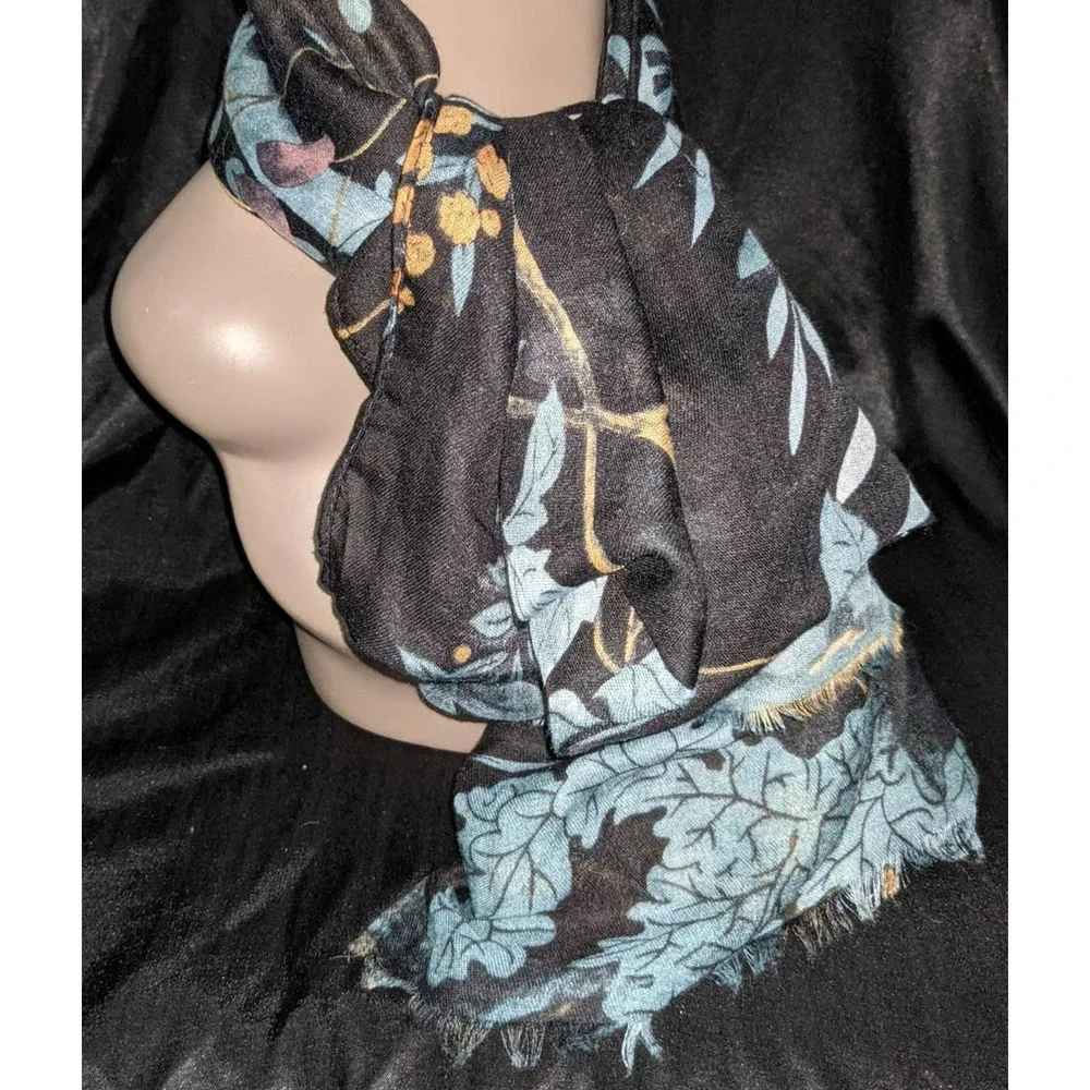 Bindya Lulla Connection Scarf Shawl Black Blue Red Multicolor Floral